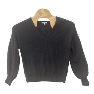 MADEWELL Ribbed Knit Thornton Sweater  Size L Balloon Sleeve Night Vision